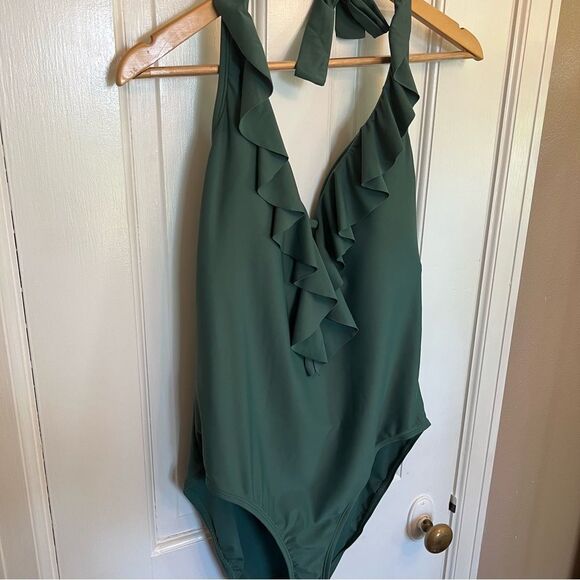 Bleu Rod Beattie Olive Ruffle One Piece Swimsuit - Picture 7 of 8